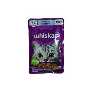 پوچ گربه بالغ ویسکاس طعم ماهی قزل‌آلا در سس Whiskas Adult Salmon in Gravy وزن 75 گرم | پت گوگولی petGoogooli.com