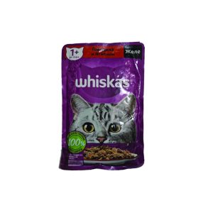 پوچ گربه ویسکاس مدل گوشت گاو و بره در ژله Whiskas Beef & Lamb in Jelly وزن 75 گرم | پت گوگولی petGoogooli.com