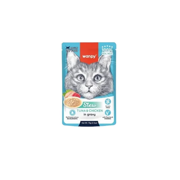 پوچ خورشتی گربه بالغ ونپی طعم تن و مرغ در سس پوچ خورشتی گربه بالغ ونپی طعم تن و مرغ در سس